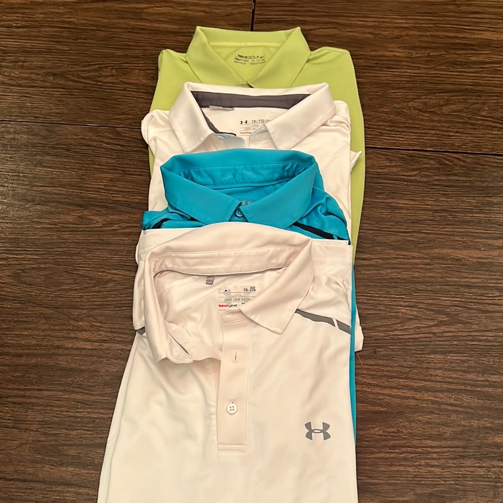 Set of 4 Golf Shirts 3 Under armor and 1 Nike